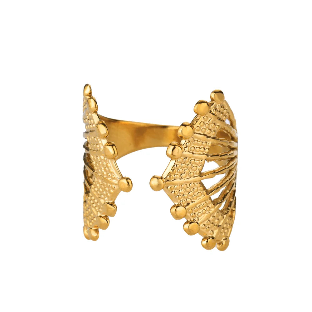 316L Edelstahl Seestern Muschel Ringe für Frauen Gold Farbe Offener Fingerring Femme Trendiger Sommerurlaub Ozean Schmuck Geschenk