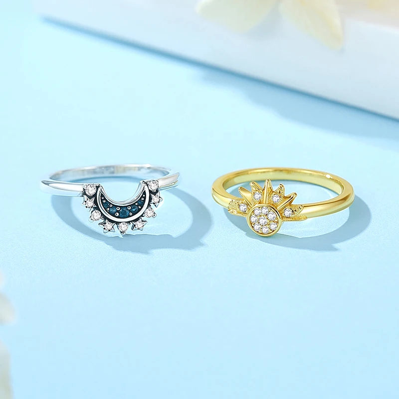 925er Sterling Silber Ringe für Frauen Original Krone Herz Wunschknochen Verlobung Hochzeit Rose Gold Kristall Ring Luxusschmuck
