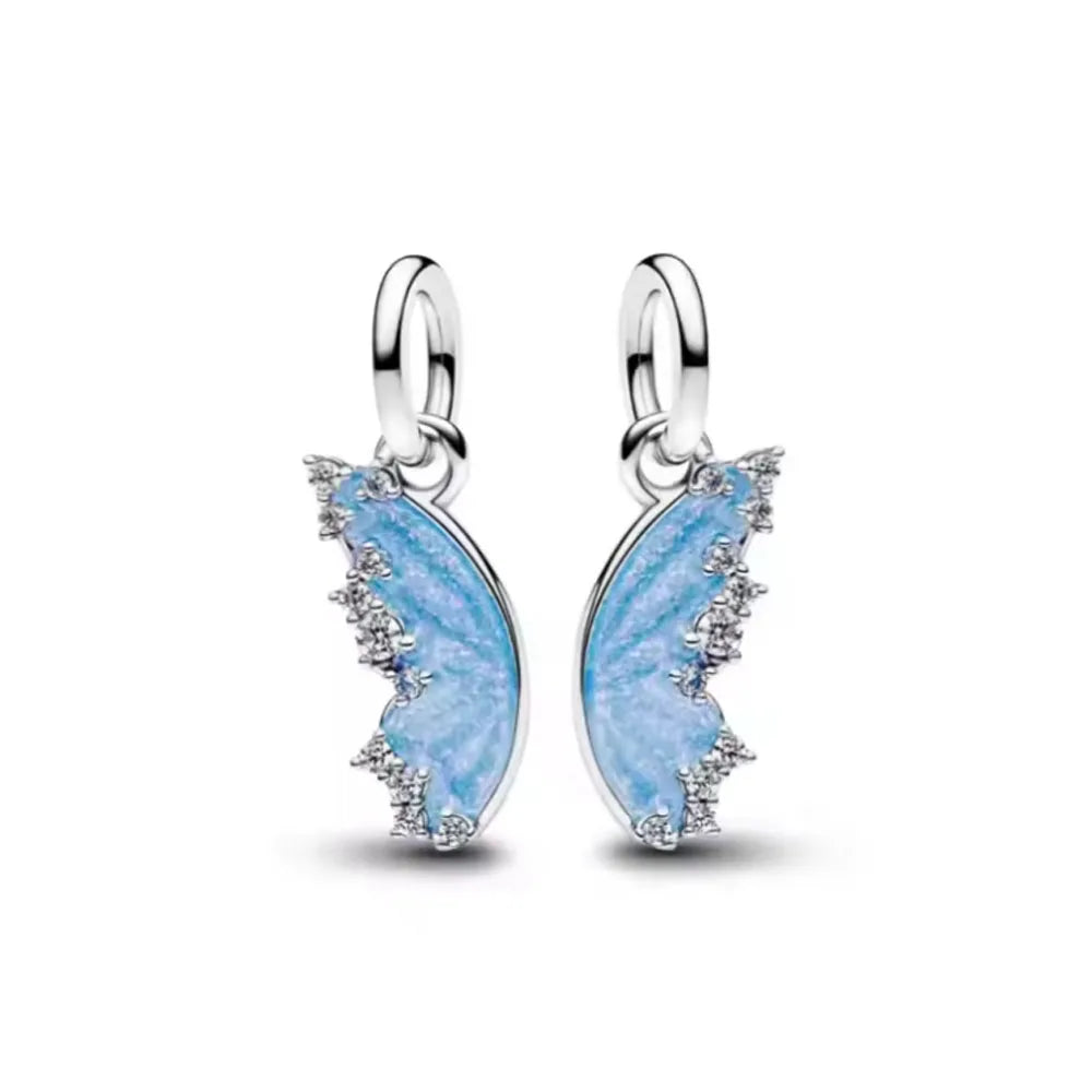 Europäische Sommer Blaue Serie Schildkrötenblumen-Anhänger Passend für S925 Europäisches 925 Sterling Silber Armband Armreifen Halskette
