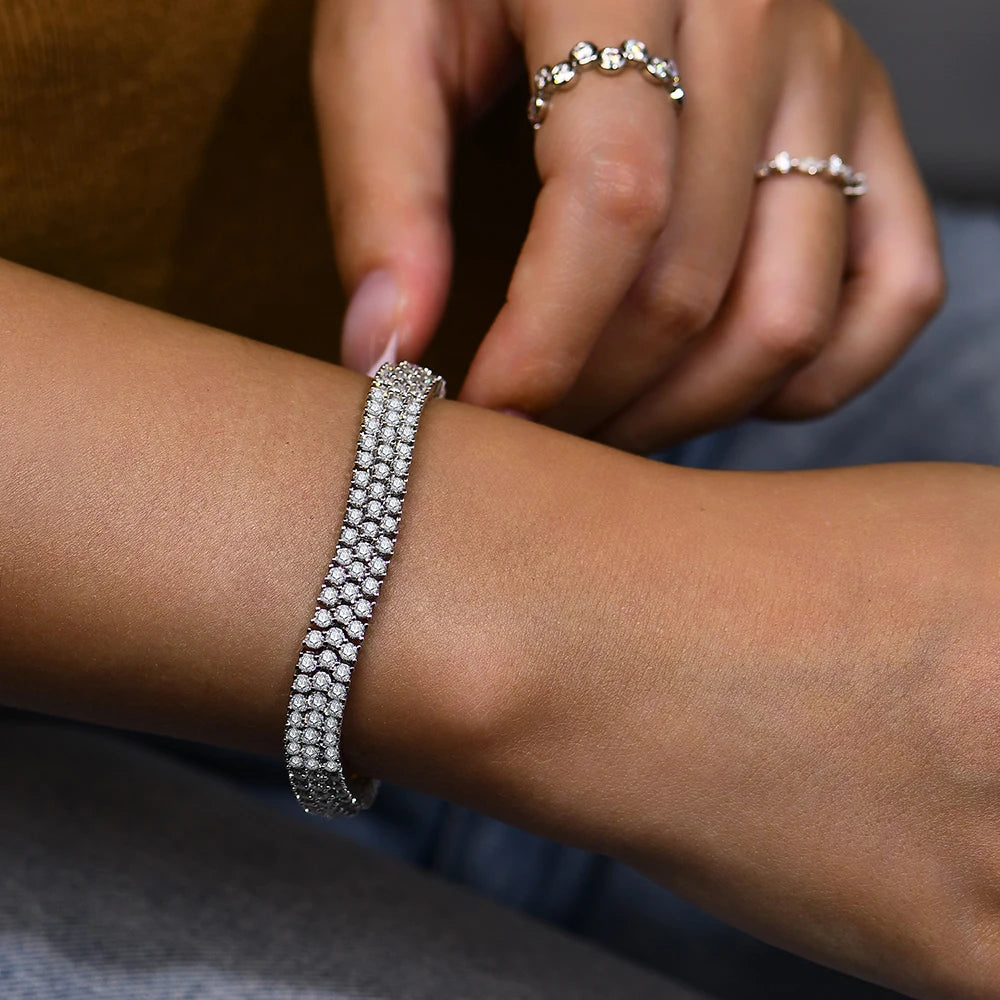 MINTYBOX S925 Sterlingsilber All Moissanite Tennisarmband für Damen D VVS1 Diamant Vergoldet Luxus Hochzeit Edler Schmuck
