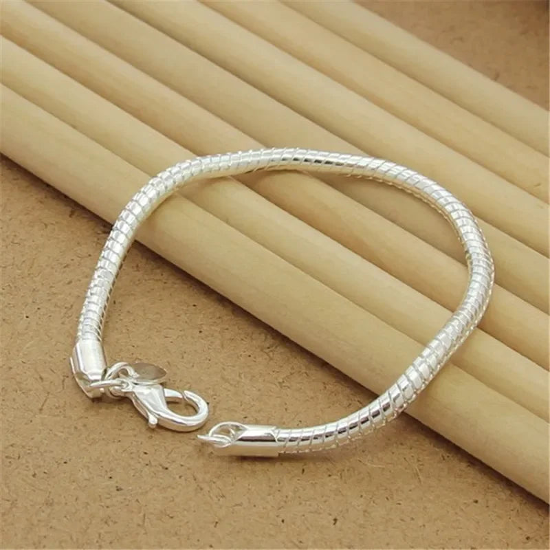 Edles 925er Sterlingsilber Quadratisches Massives Kettenarmband für Frauen Männer Charm Party Geschenk Hochzeit Modeschmuck Kostenloser Versand