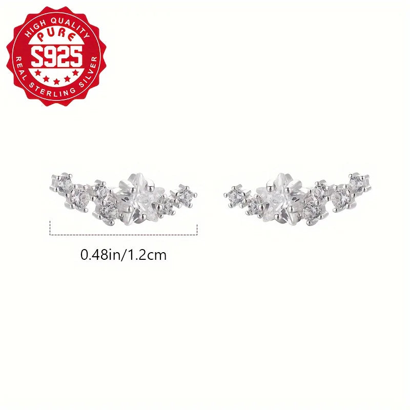 S925 Silber Ohrstecker, S925 Silber, Glitzernd, Glitzernd, Glitzernd, Glitzernd, S925 Silber