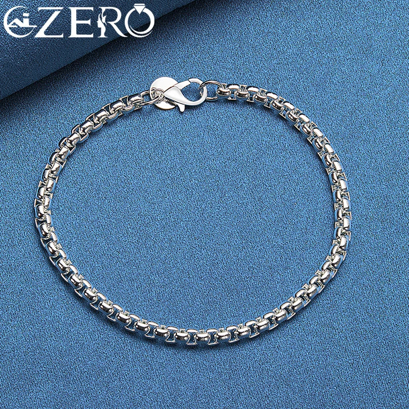 ALIZERO 18K Gold Armbänder 925 Sterling Silber 4mm Runde Kastenkette Armband Für Frau Mann Modeschmuck Hochzeit Party Geschenk