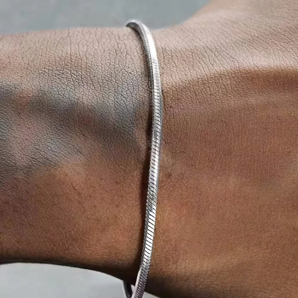 925er Sterlingsilber 3MM Schlangenkette Armband Herren Hip Hop Einfaches Armband Für Damen Mode Charme Punk Party Schmuck Großhandel