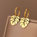 Edelstahl Ohrringe Bohemian Tropische Pflanzen Blätter Anhänger Retro Glänzende Ästhetische Creolen Für Frauen Schmuck Mädchen Neu