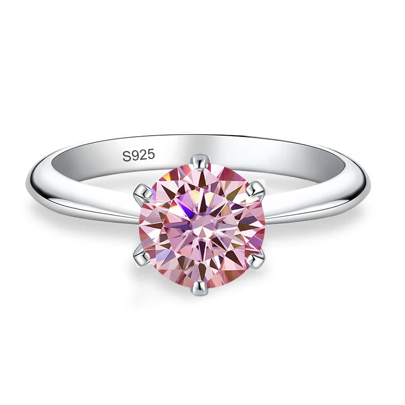 Anillos de Moissanita azules, rosas, morados y negros de 0.5ct 1ct 2ct 3ct de NeeTim para mujer, de plata de ley 925, banda para fiesta de boda, anillo de mujer