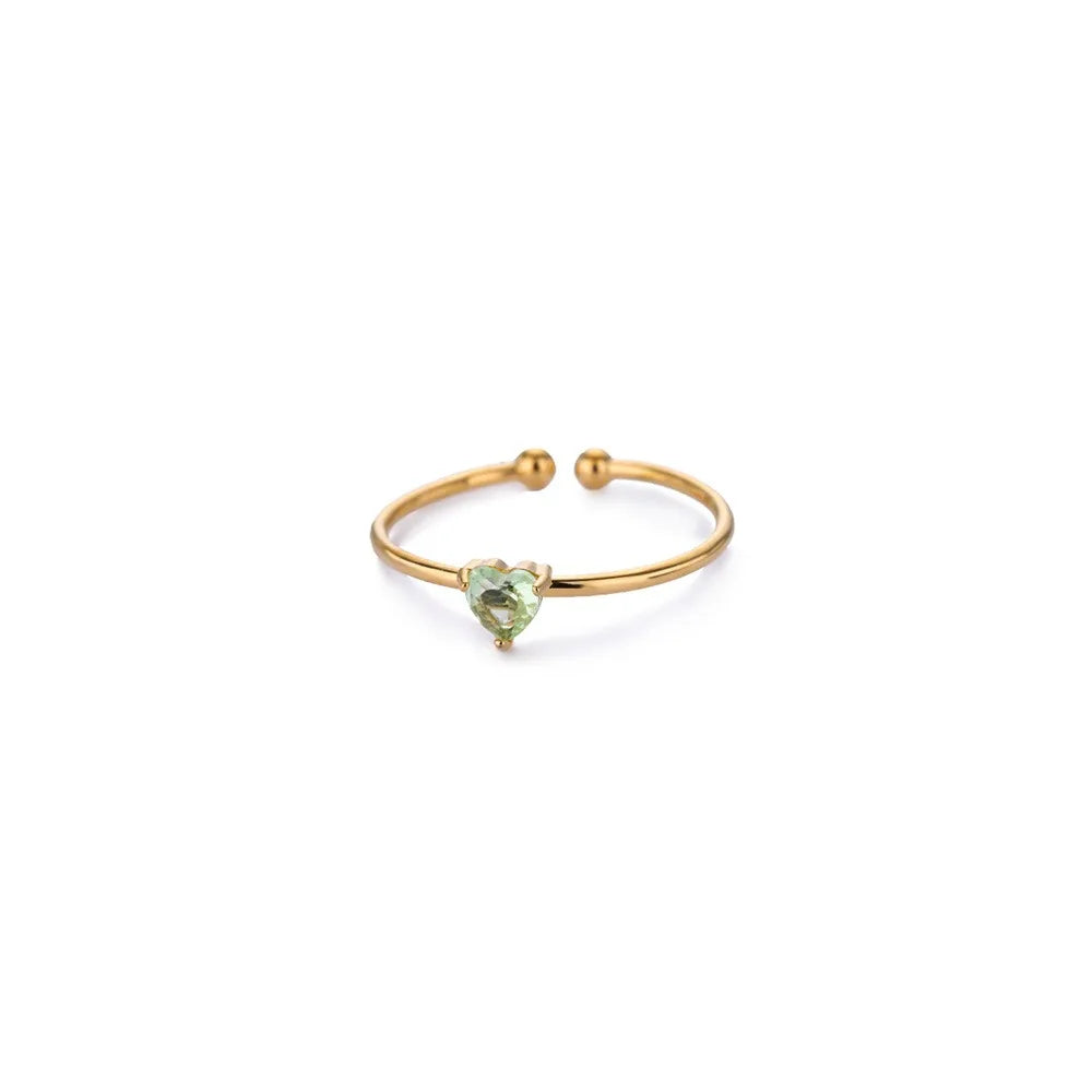 Mode Zirkon Herz Geburtssteinringe für Damen Edelstahl Goldfarbe Geburtssteinring Ästhetischer Hochzeitsschmuck Geschenk