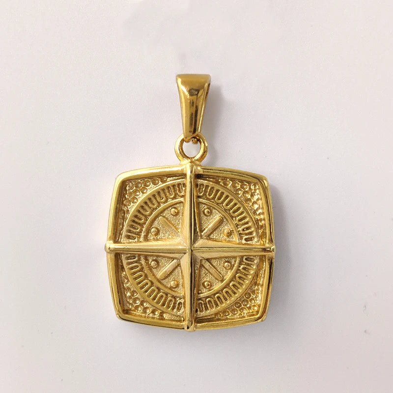 Collar con colgante de brújula náutica - Colgante de brújula punk retro impermeable | Joyería de acero inoxidable chapado en oro de 18 quilates, regalo