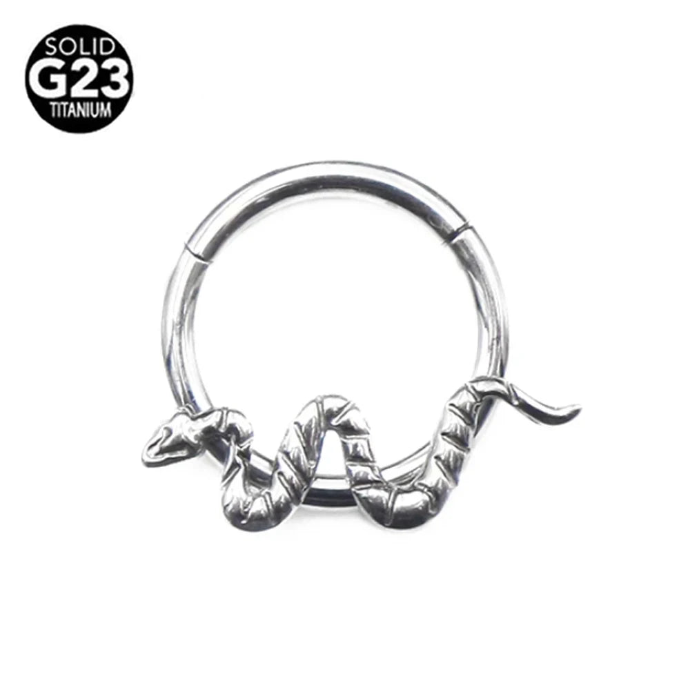 G23 Titanio Abeja Septum Aro Nariz Piercing Joyería Corporal 16G Segmento Lunar Serpiente Clicker Hélice Oreja Cartílago Corazón Daith Aro