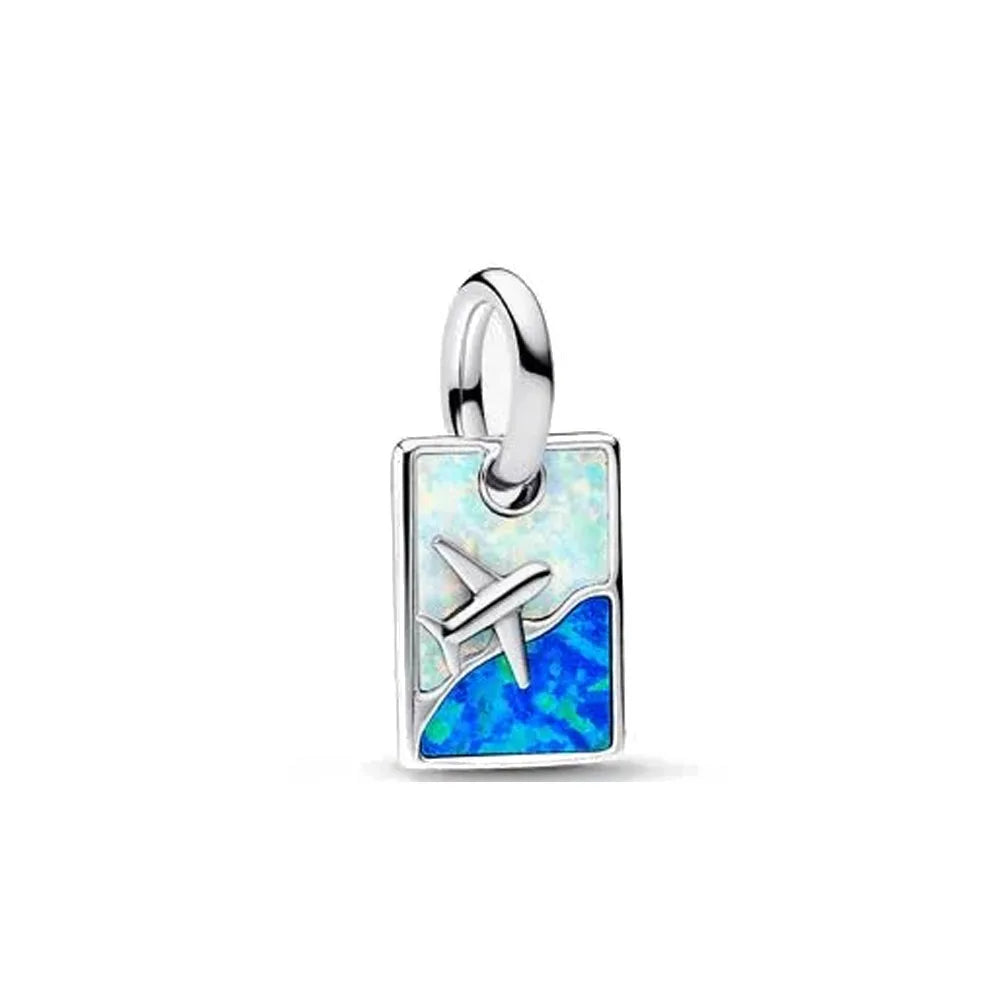 Europäische Sommer Blaue Serie Schildkrötenblumen-Anhänger Passend für S925 Europäisches 925 Sterling Silber Armband Armreifen Halskette