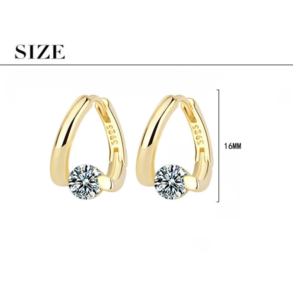 925er Sterlingsilber Gold Kristalle Einfache Ohrringe für Damen Mode Hochzeit Luxus Schmuck 2024 Trend