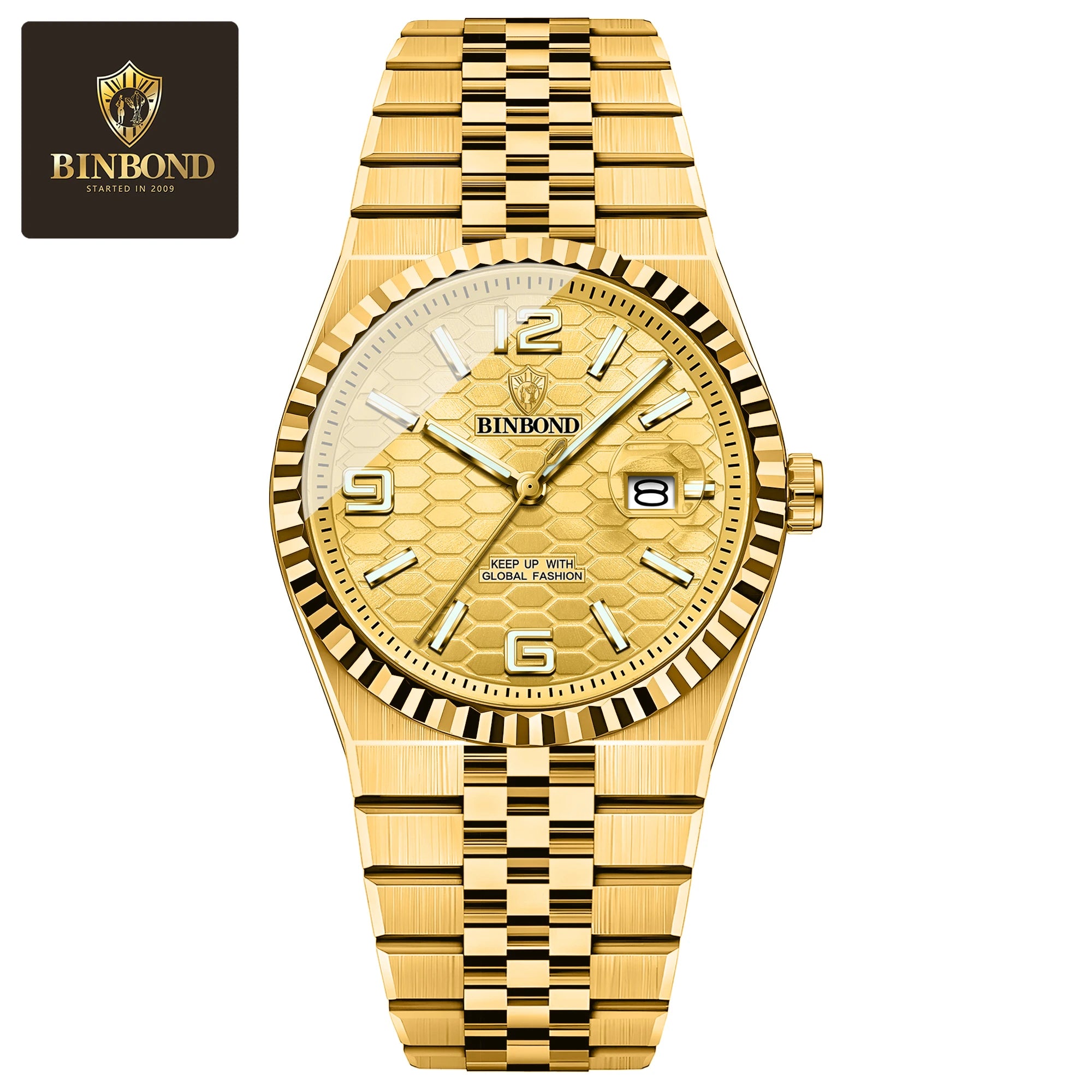 BINBOND Reloj de Hombre Original de Alta Calidad Impermeable Luminoso Fecha Lujo Reloj de Hombre de Acero Inoxidable Relojes de Cuarzo para Hombre Masculino