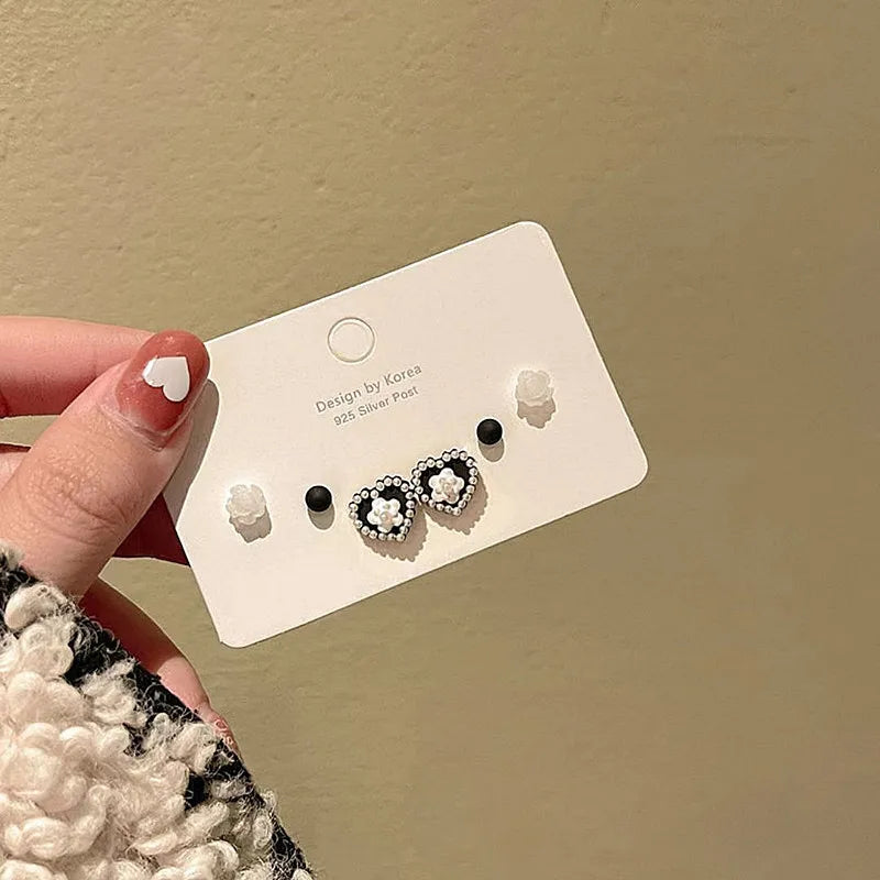 Neue S925 Silber Nadel Ohrstecker Set für Frauen Mädchen Einfache Süße Exquisite Mini Ohrringe Schmuck Geschenk Großhandel Direktverkauf