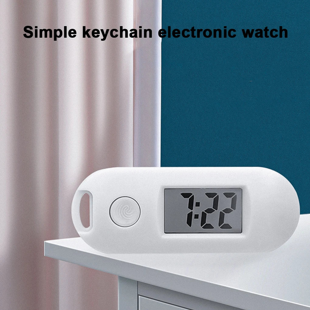 Keychain Pocket Watch Wide Application Compact And Portable Luminous Function Mini Digital Watch white