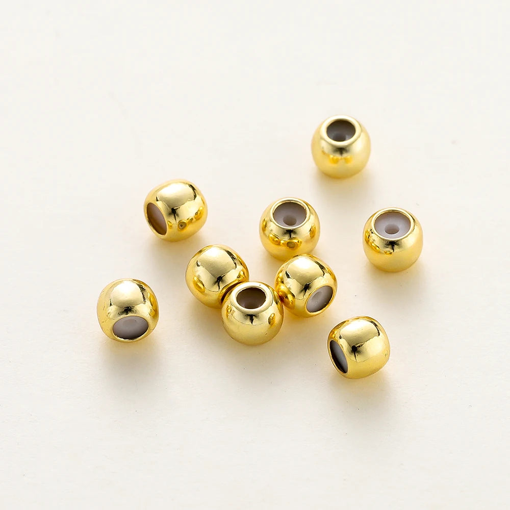 10 unidades/lote de cuentas ajustables chapadas en oro real de 14K 18K con tope de resina, cuentas espaciadoras, cuentas de posicionamiento para la creación de joyas