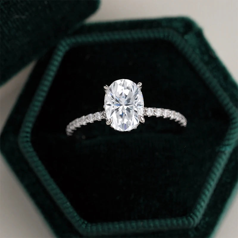 NeeTim Anillos de moissanita de corte ovalado de 1, 2 y 3 quilates para mujer, plata de ley 925, anillo de compromiso de boda con diamantes de laboratorio, banda de piedras preciosas