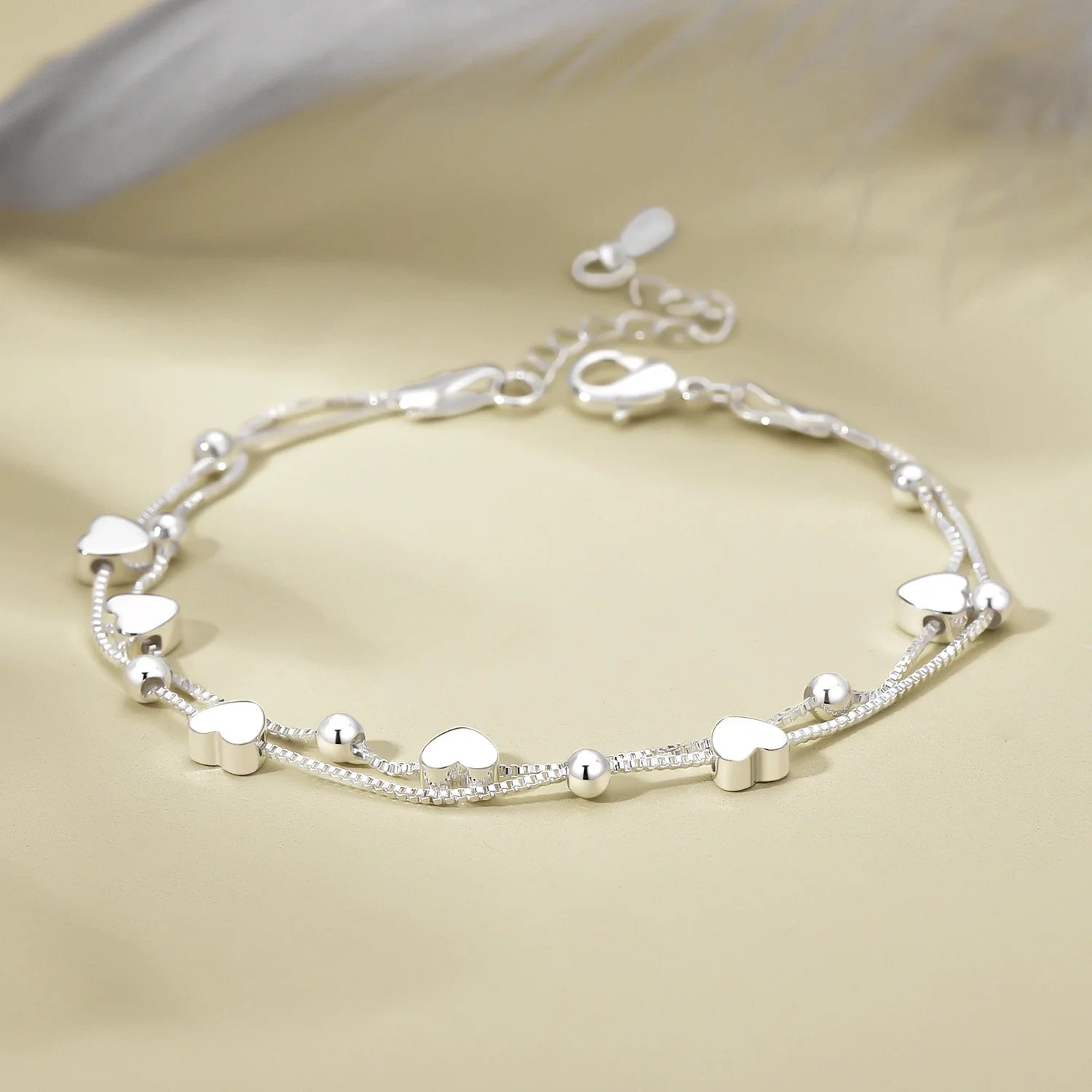 925 Sterling Silber Armbänder Damen Herz Kugelketten Charm Armband Paar Designer Schmuck Accessoires Großhandel Schmuck