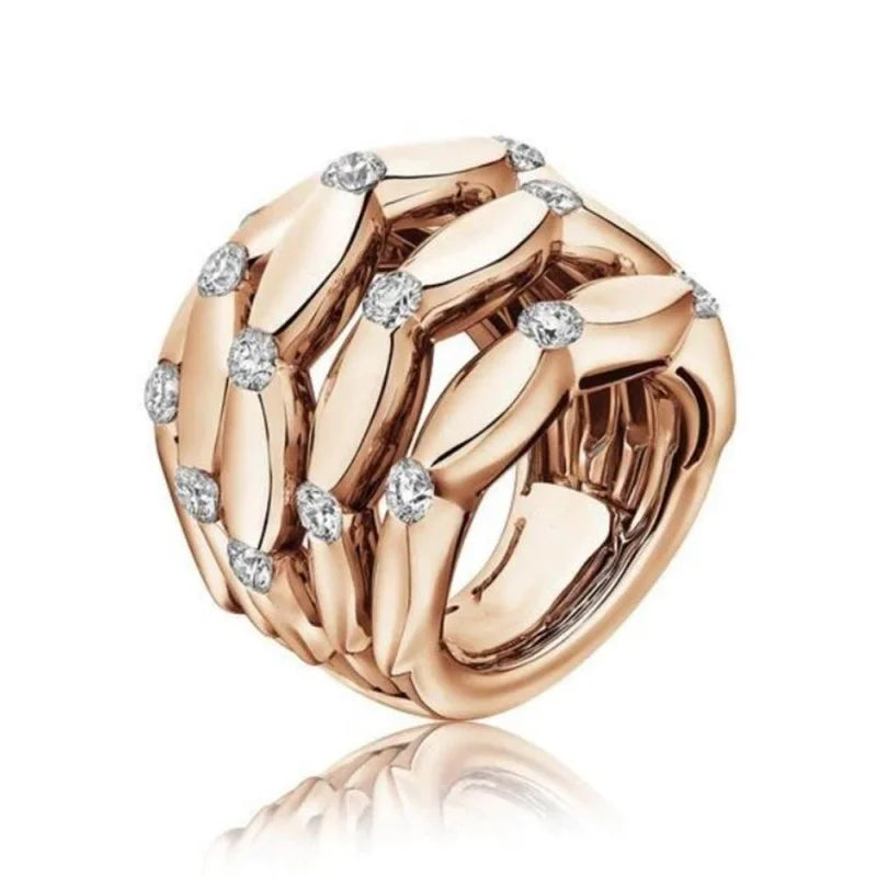 Geometrische Mode Gold Farbe Intarsien Bunte Zirkon Ringe für Frauen Party Accessoires Geschenke Kundenspezifischer Schmuck