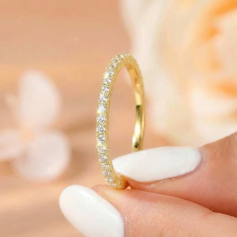 925 Sterling Silber 2mm Fashion Simplicity Halbvoller Zirkon Stapelbarer Schlichter Ring für Damen Täglich Personalisierter Feiner Schmuck
