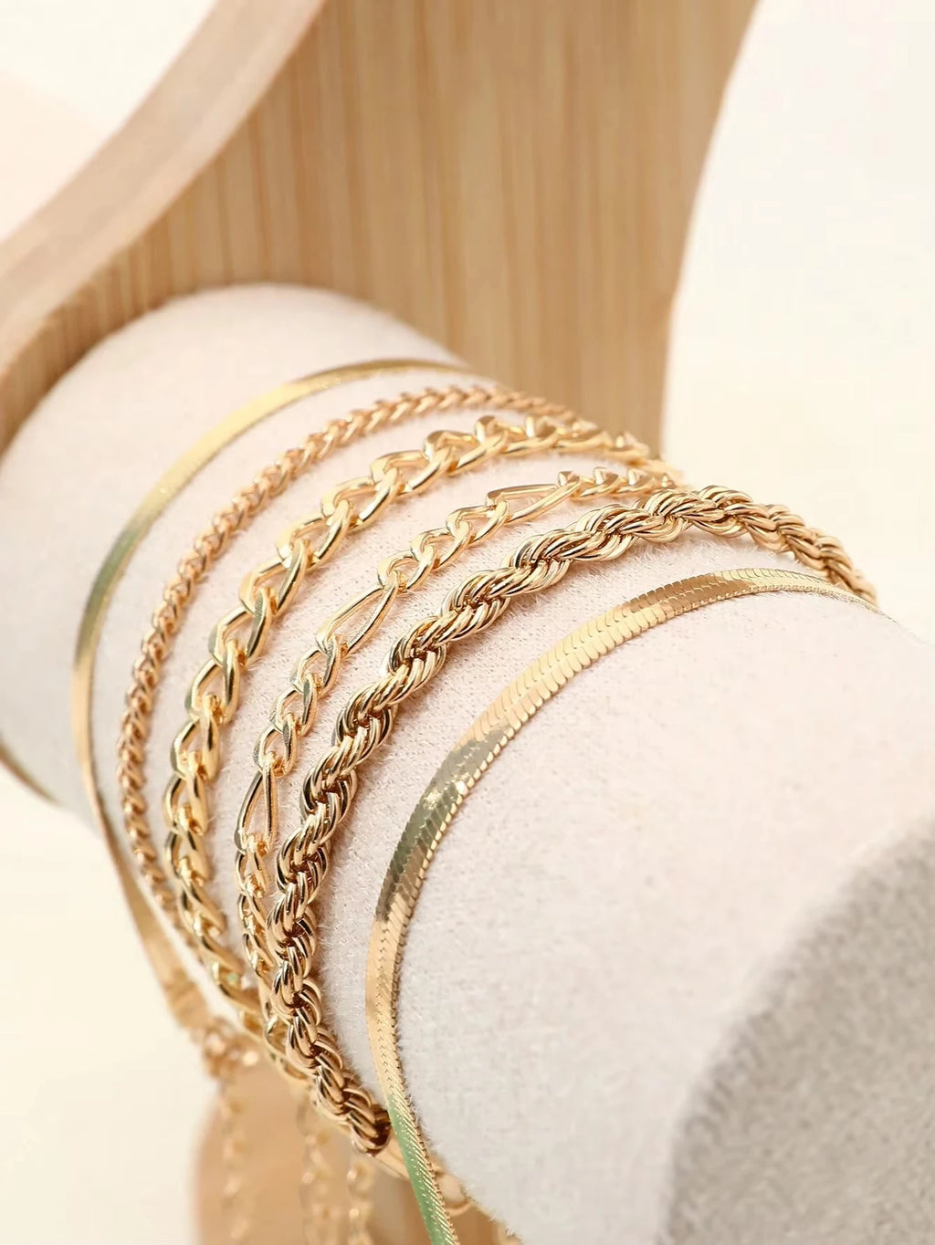 6 Stück Mode Punk-Stil Einfache Kalte Töne Kette Armband Set Geeignet für den Täglichen Gebrauch von Frauen