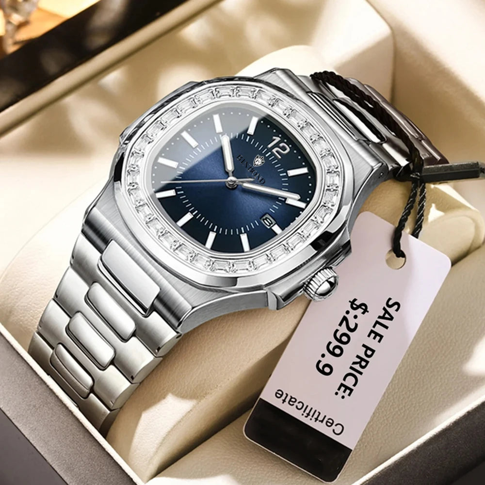 Reloj de Lujo Digital con Nuevos Diamantes para Hombre Moda Relojes de Pulsera de Cuarzo Relojes Automáticos para Hombre Regalos para Hombre Reloj Todo Por 1 Real