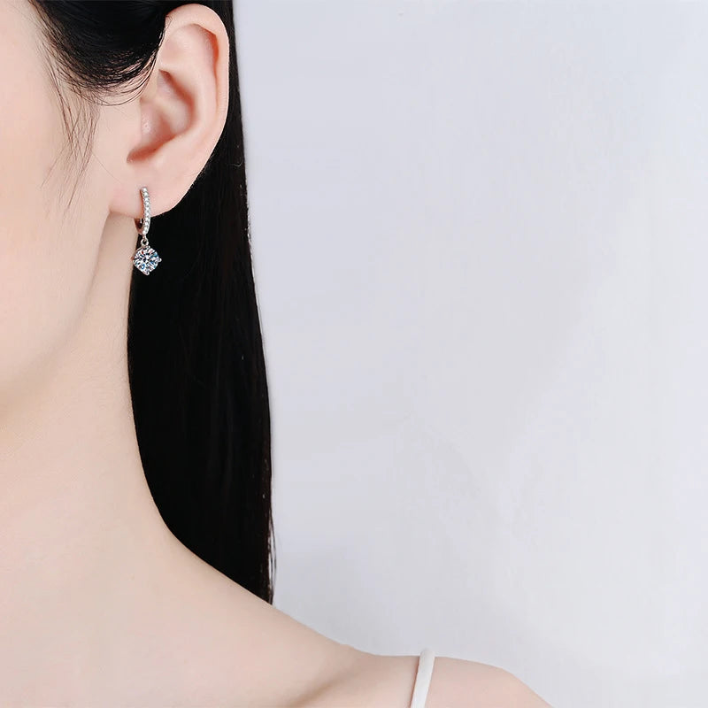 NeeTim Pendientes colgantes de Moissanita de plata de ley 925 de 0.5ct 1ct, modernos y de lujo, para mujer, con certificado