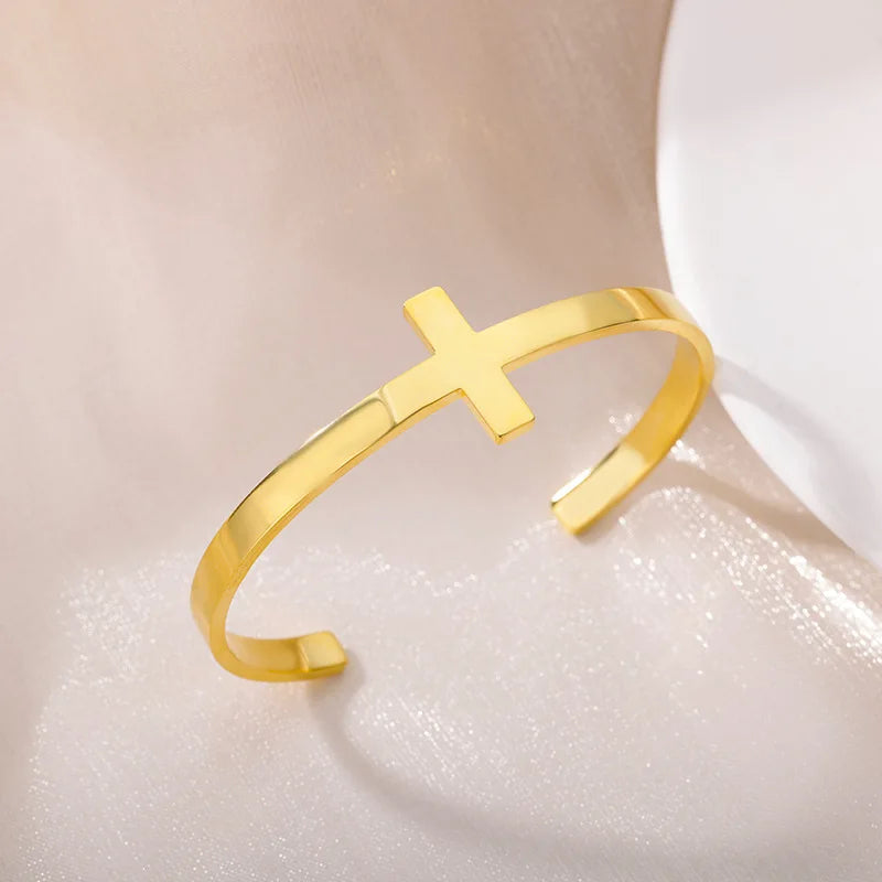 Jesus Armreifen Armband für Frauen Edelstahl Gold Farbe Luxus Armbänder Neuer Trend Hochzeit Schmuck pulseras mujer bijoux