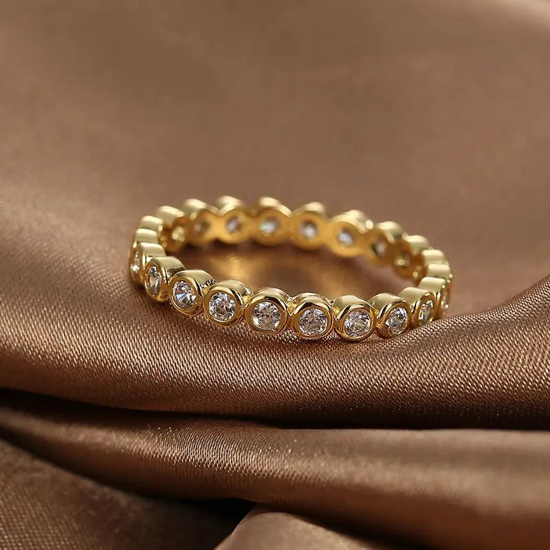 Anillo redondo de circonia blanca exquisita de plata de ley 925 para mujer, accesorio de moda para dedo, fiesta, joyería de compromiso