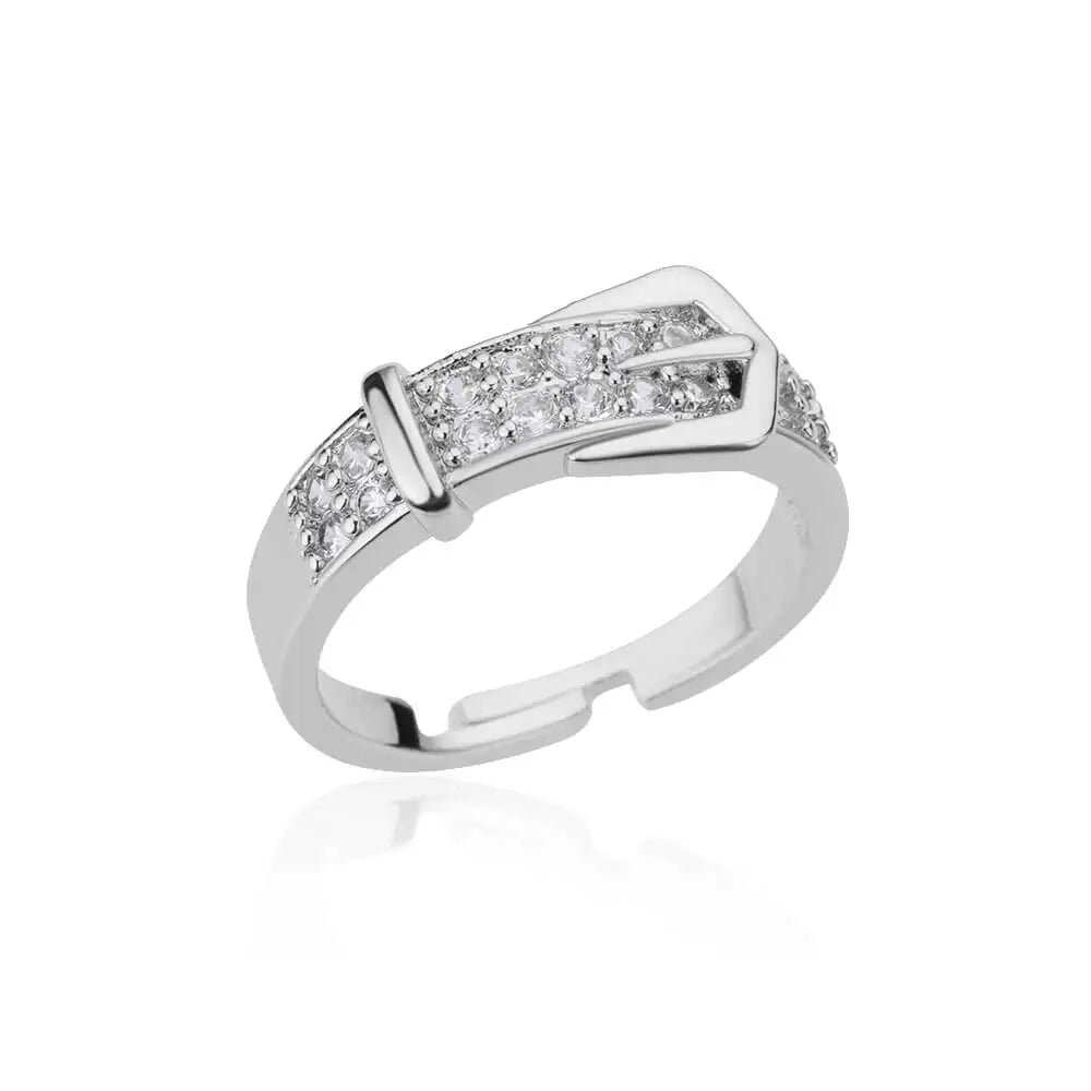 Edelstahl Gürtelringe für Damen Zirkon Verstellbarer Gürtel Fingerring Femme Geometrische Hochzeit Ästhetischer Schmuck Geschenk anillos