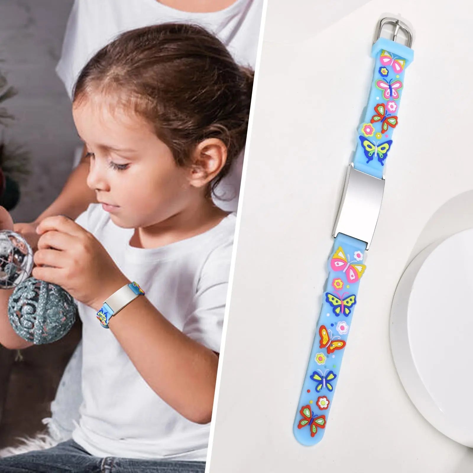 Personalisiertes Ausweiskettchen für kleine Mädchen und Jungen, Silikonarmband verstellbar, Gravierte Zitate Inspirierendes Geschenk