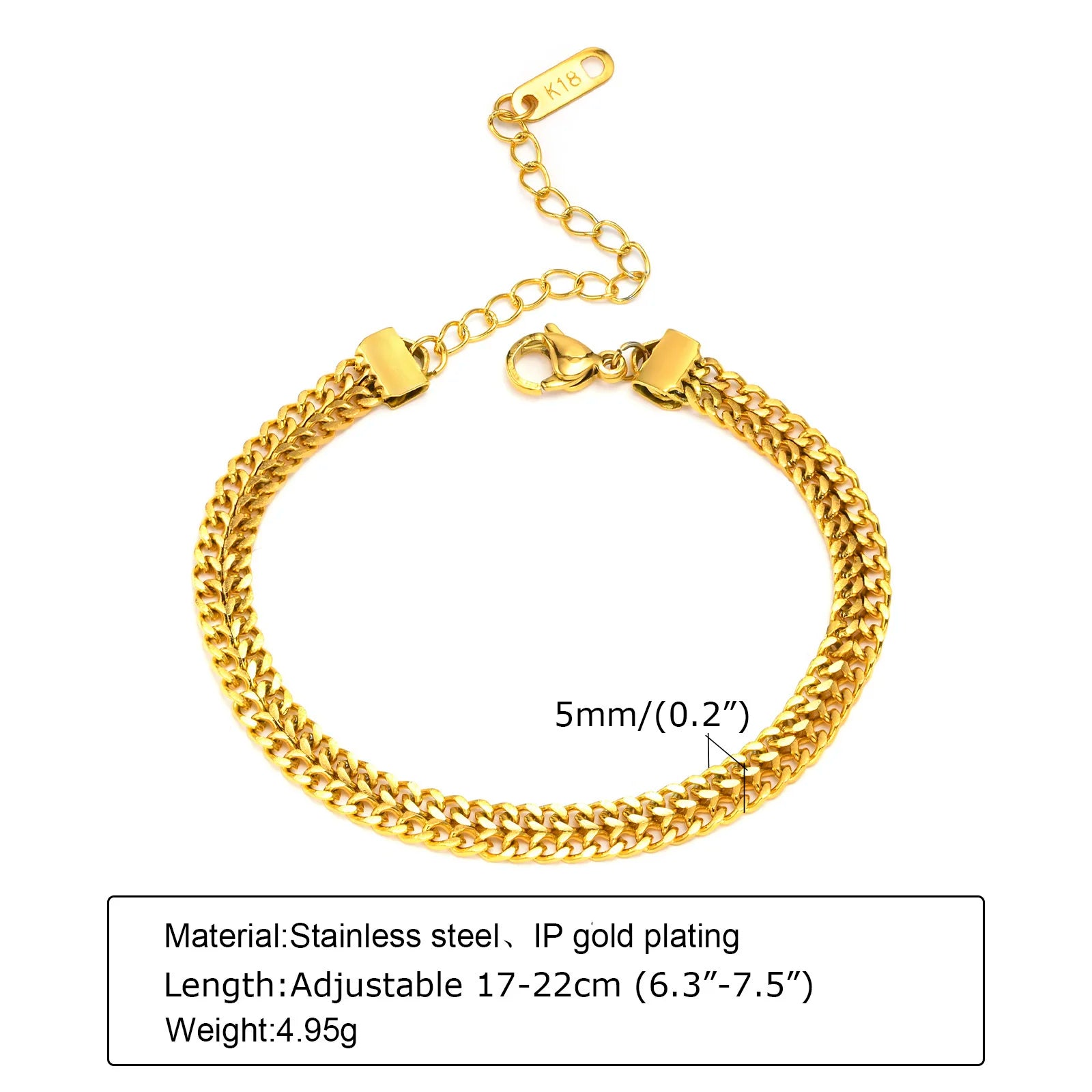 Damen-Armband aus Edelstahl, 18 Karat vergoldet, gedreht, Büroklammer-Design, verstellbares Gliederarmband, klobiger stapelbarer Lagenlook-Schmuck