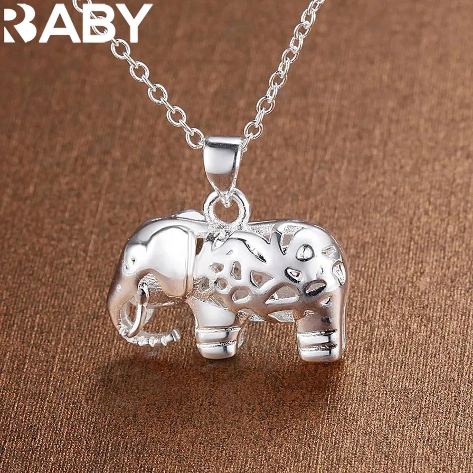 Fine charms 925 Sterling Silver Pretty elephant pendant Necklace For Women fashion Wedding accessories party Jewelry gifts