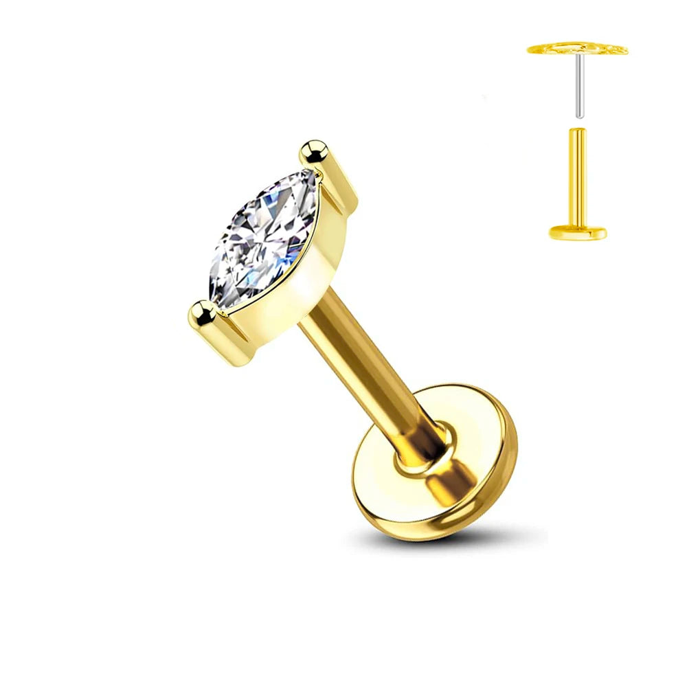 ASTM F136 G23 Titan Blume Threadless Ohrring Piercing Blütenblätter Blatt Herz Schmetterling Pin Daith Conch Push-in Labret Stecker