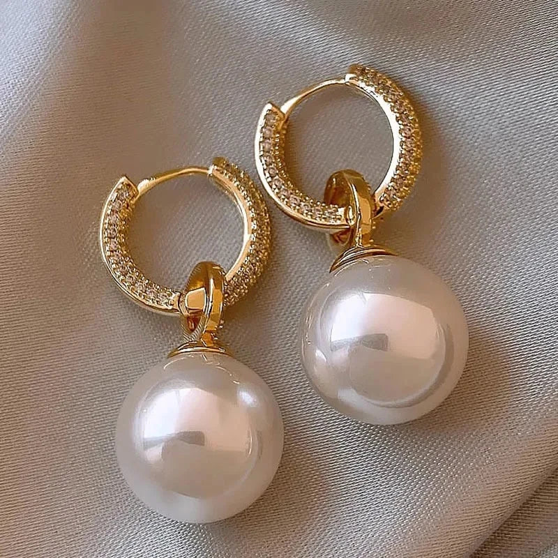 versilberte Perlen-Zirkon-Ohrringe für Damen, Mädchen, Party-Geschenk, kreisförmig, Temperament, Bankett-Schmuck