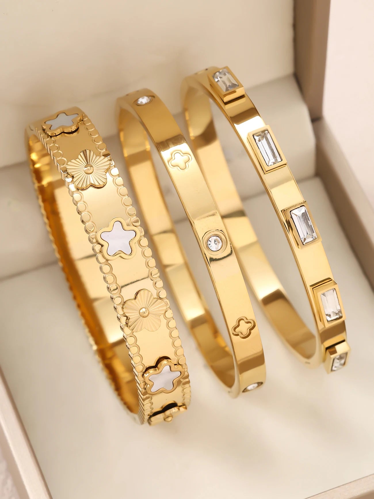 Modisches Damenarmband aus 18K vergoldetem Edelstahl, stapelbar, nie verblassender, vergoldeter Edelstahlschmuck Accessoire