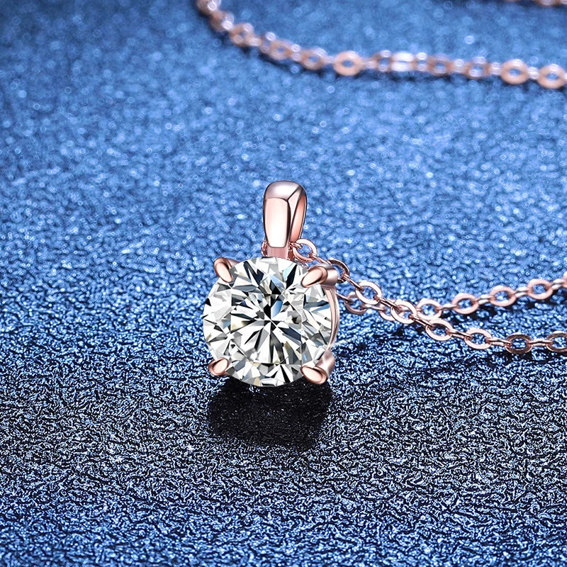 Collar de moissanita NeeTim de 2ct 3ct para mujer, plata de ley 925 con chapado en oro amarillo, rosa y blanco, collar con colgante de diamante de laboratorio