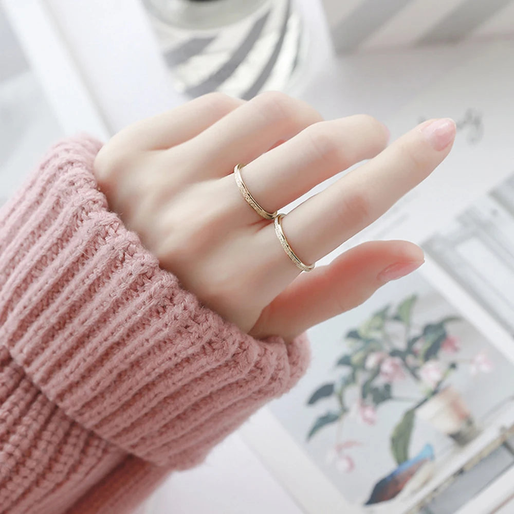 SUNIBI Anillo de acero inoxidable esmerilado para mujer, moda, anillos de dedo de Color dorado simple, regalos de boda, joyería para niñas al por mayor
