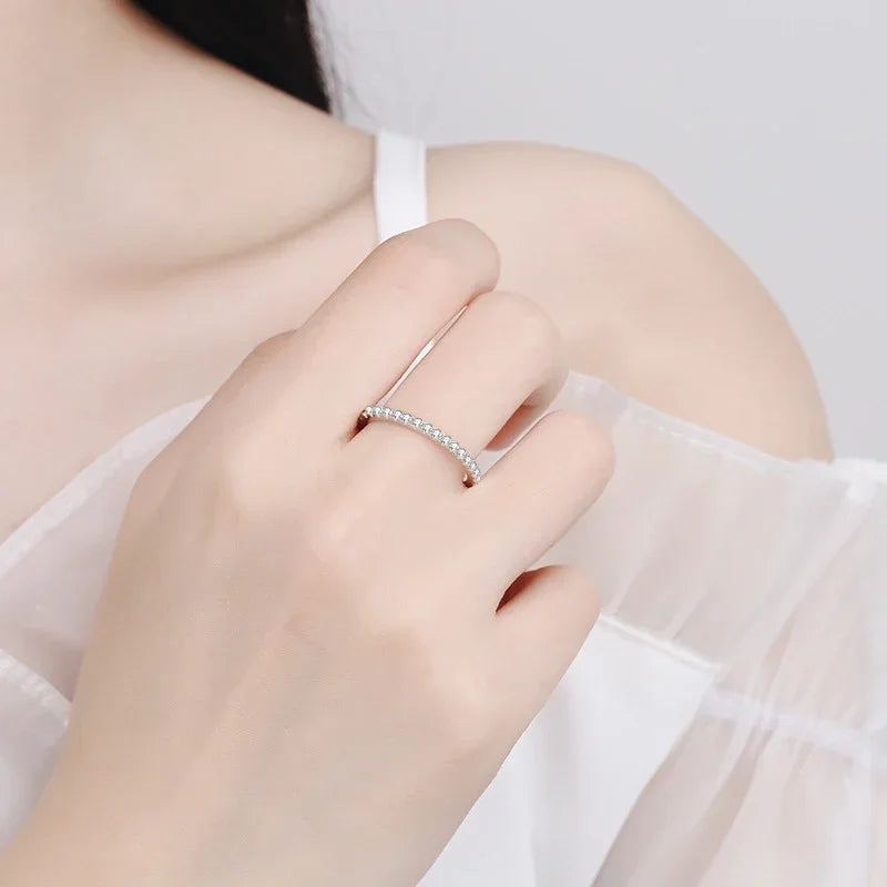 NeeTim Voll-Moissanit-Ring für Damen, Hochzeitsschmuck, 925 Sterling Silber mit Weißgold-Überzug, Ringe, Diamant-Verlobungsband