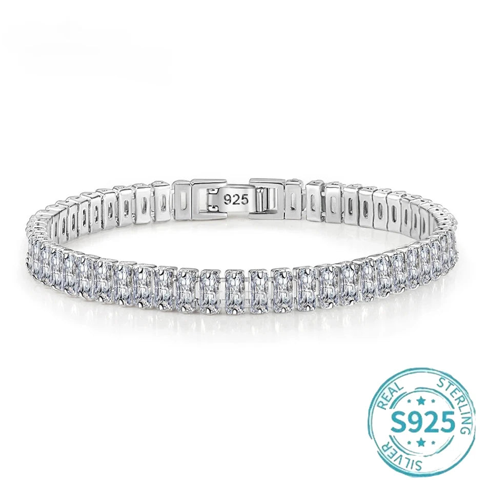 ALIZERO S925 Sterling Silber Armband Original Mehrfarbige Zirkonia Tennisarmbänder für Damen Mode Luxus Charm Schmuck