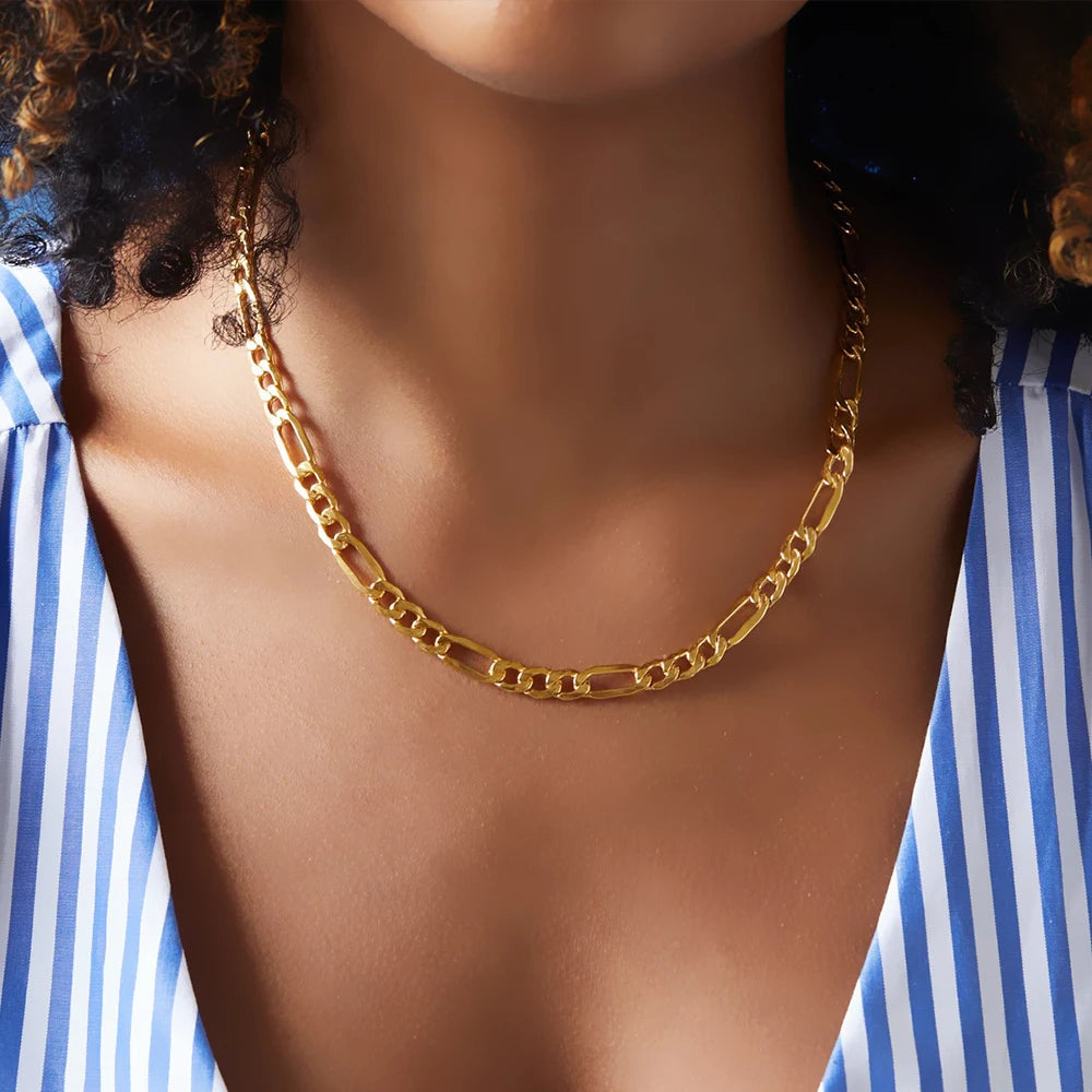 SUNIBI 316L Edelstahl Halskette für Damen Goldfarbene Statement Choker Halsketten Verblassen nicht Schmuck Großhandel