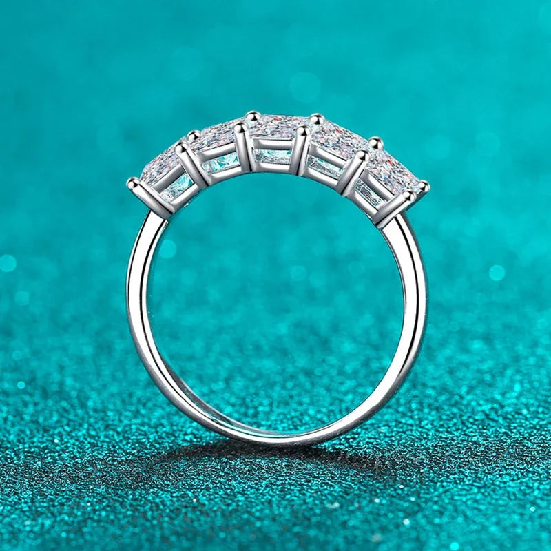 NeeTim Full D Color Princess Cut Moissanite Diamond Rings for Women S925 Sterling Silver Wedding Engagement Party Band Ring