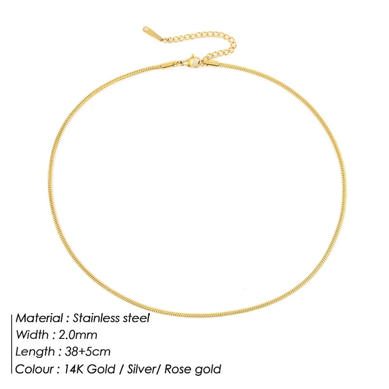 SUNIBI Stainless Steel Necklaces for Women Gold Color Basic Punk Link Chain Necklace Solid Metal Jewelry Wholesale/dropshipping