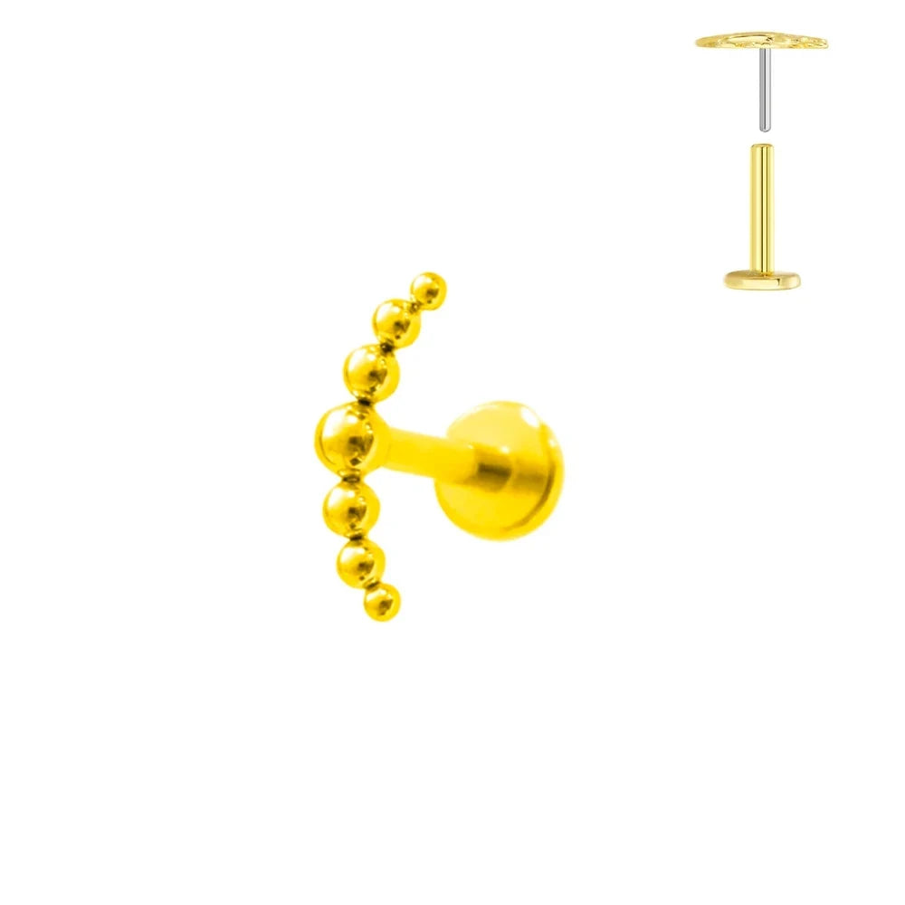 G23 Flores de titanio Labret de empuje 16G 18G 20G Piercing de mariposa para labios sin rosca con forma de gota de agua, arete para tragus, joyería corporal