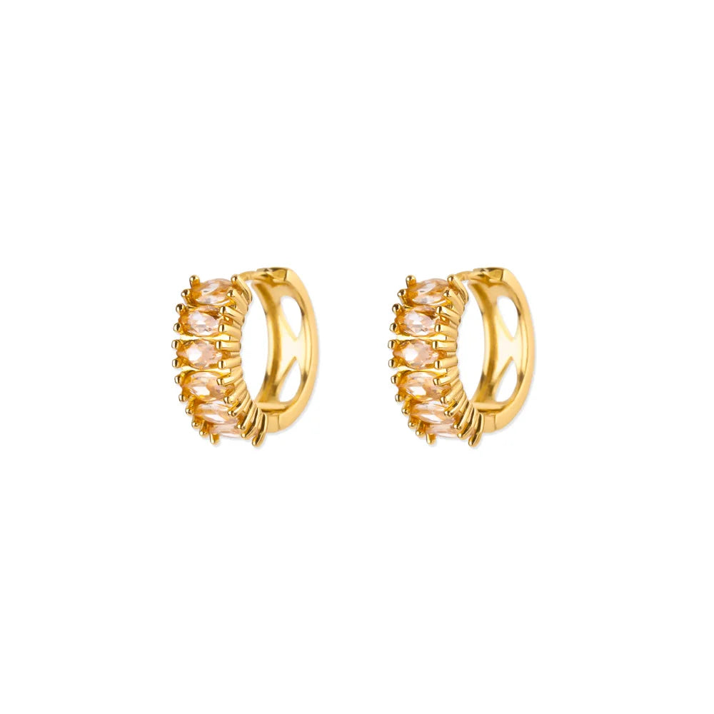 Zirkon Creolen für Damen Edelstahl Gold Farbe Piercing Ohrring 2025 Neuer Trend Mode Hochzeit Paar Schmuck Geschenk