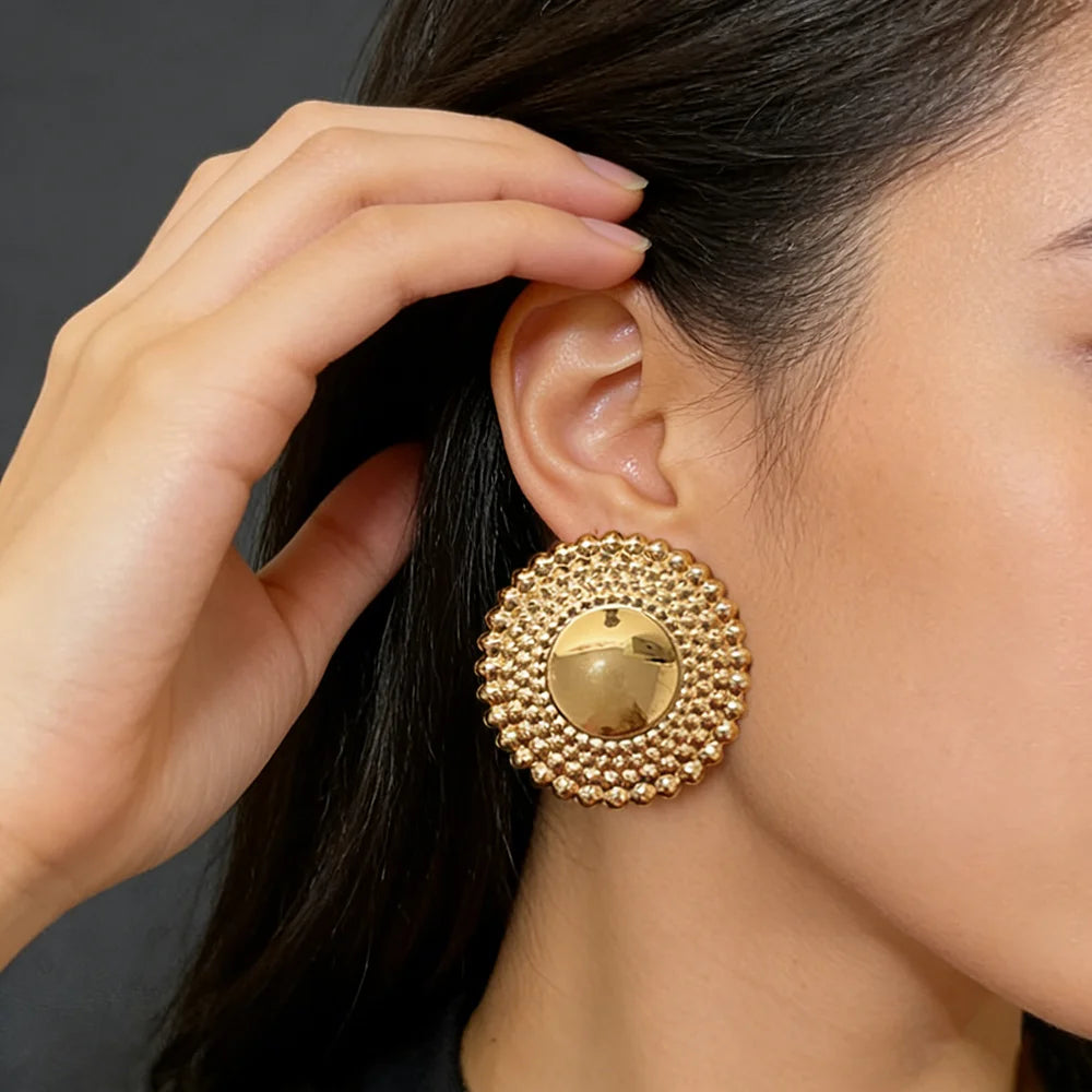 Vergoldete Ohrringe Schmuck für Damen Hochzeiten Design Kreis Clip Ohrringe für Dubai Verlobung Braut Luxus Creolen