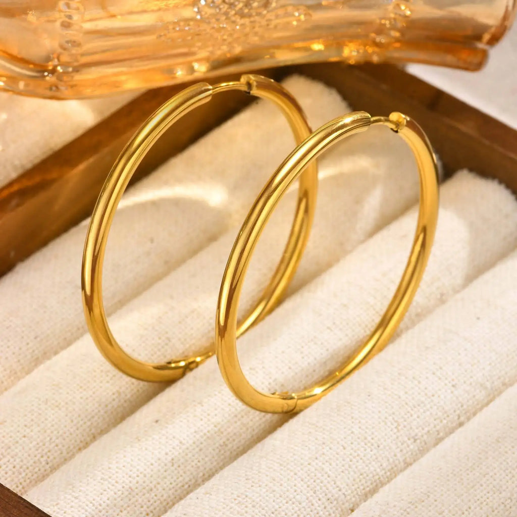 Pendientes de aro circulares minimalistas para mujer, sencillos aros redondos de acero inoxidable