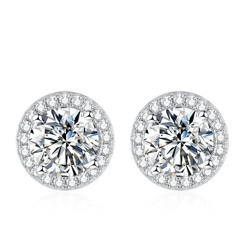 NeeTim Moissanite Ohrstecker für Damen 925 Sterling Silber Grün Blau Pink Rot Schwarz Blau Funkelnde Moissanite Ohrstecker