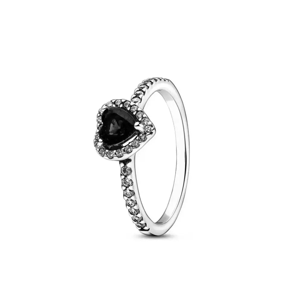 925er Silber Herz-Stein-Ring Neu Heiß Verkaufend Rosa Weiße Ringe Geeignet für jeden Anlass Passendes DIY Geburtstagsgeschenk