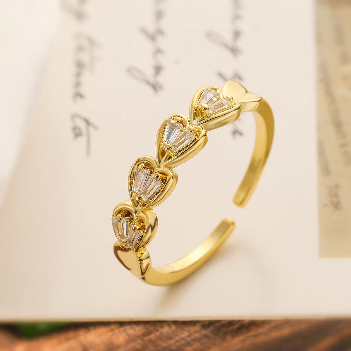 NEWBUY Mode Goldfarbe Kupfer Hochzeit Schmuck Luxus AAA Zirkonia Schloss & Schlüssel Anhänger Fingerring Verstellbar für Frauen Mädchen
