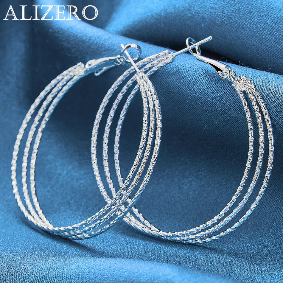 ALIZERO 925 Sterling Silber Ohrringe Einfache runde Kreolen Ohrringe für Frauen Mode Hochzeit Verlobung Charm Schmuck Geschenke